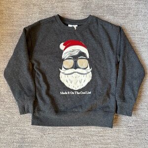 Tommy Bahama Kids Gray Cool Santa Graphic Sweatshirt Size Small (5/6) FLAWED